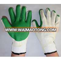 7 G Green knit cotton lined rubber gloves